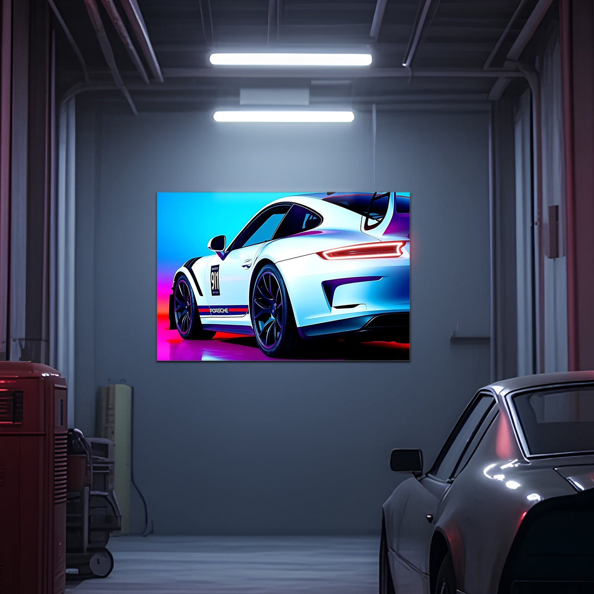 Neon LED Car Wall Art Sign - Lighted UV Acrylic Garage Decor