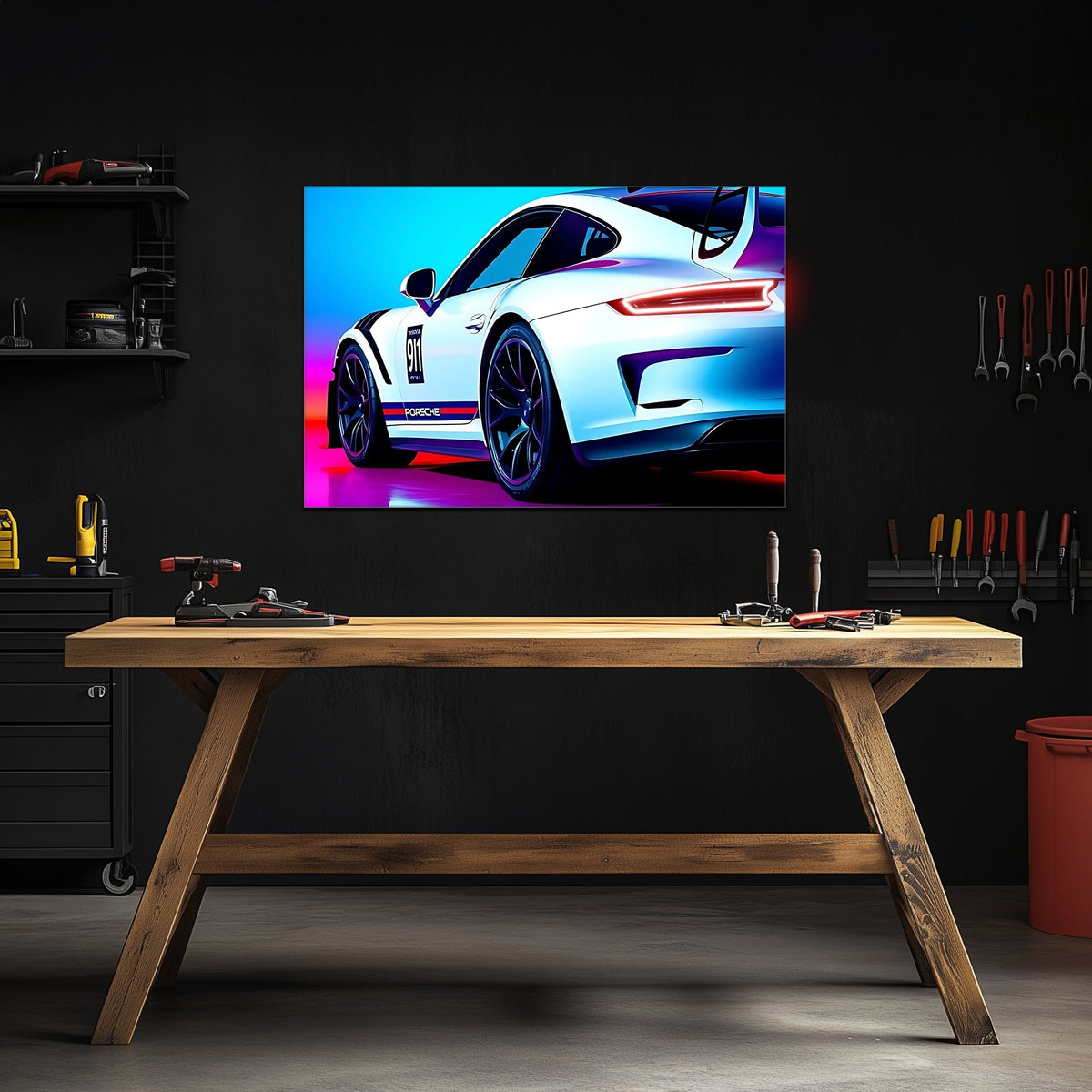 Neon LED Car Wall Art Sign - Lighted UV Acrylic Garage Decor