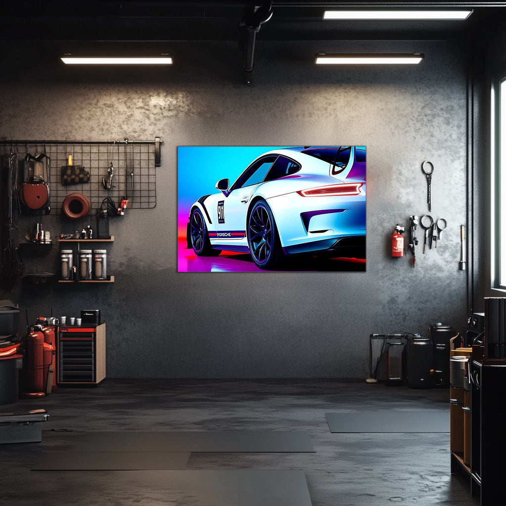 Neon LED Car Wall Art Sign - Lighted UV Acrylic Garage Decor