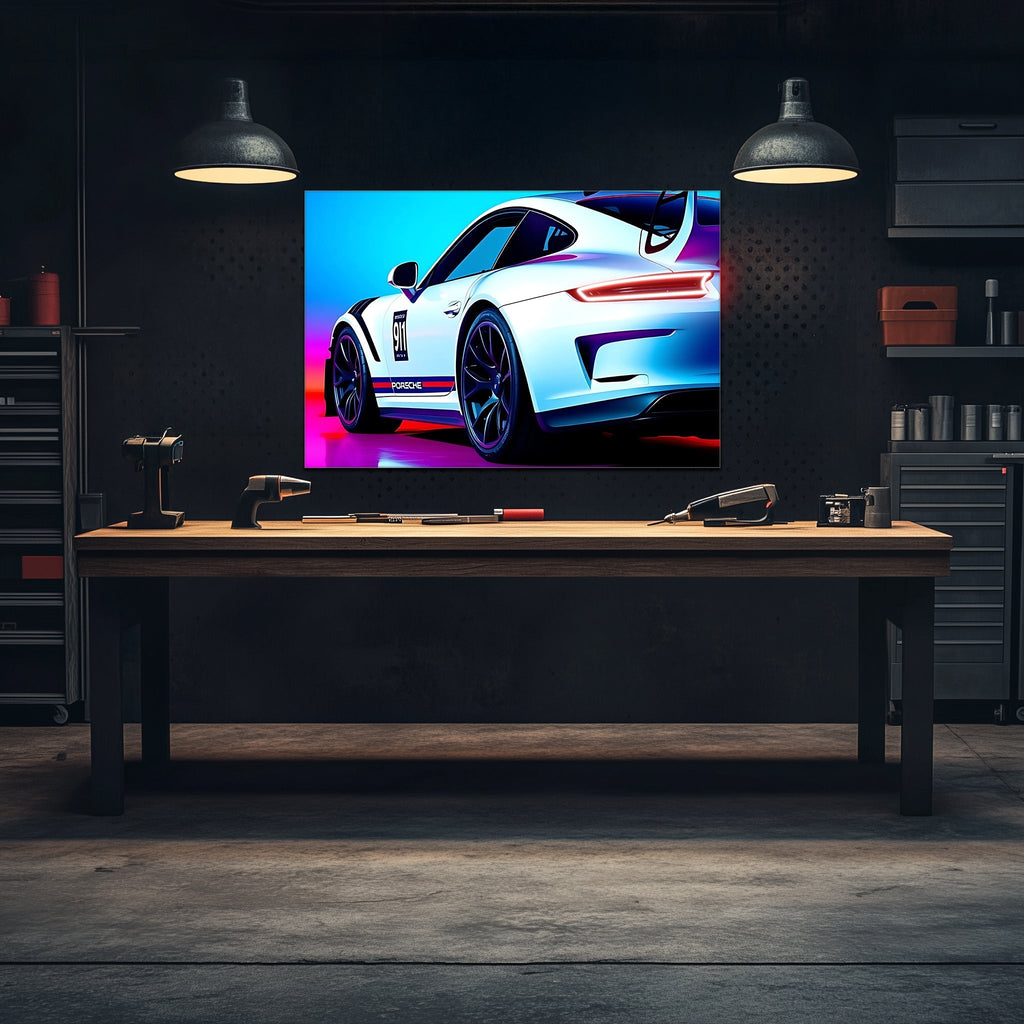 Neon LED Car Wall Art Sign - Lighted UV Acrylic Garage Decor