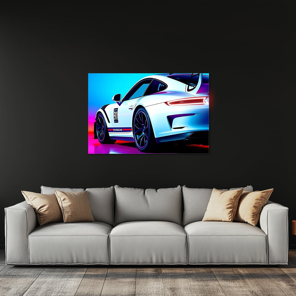 Neon LED Car Wall Art Sign - Lighted UV Acrylic Garage Decor