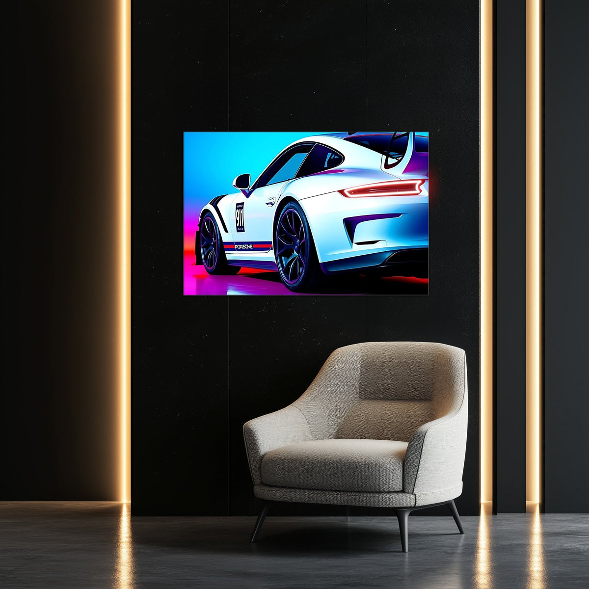 Neon LED Car Wall Art Sign - Lighted UV Acrylic Garage Decor
