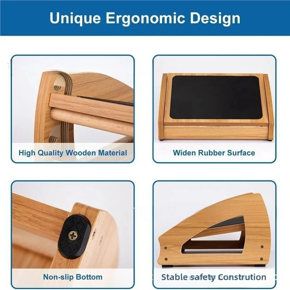 Under Desk Footrest Wooden Foot RestErgonomic Foot Stool Desk Leg Rest Pain Relief for Home Office Living Room Computer Working