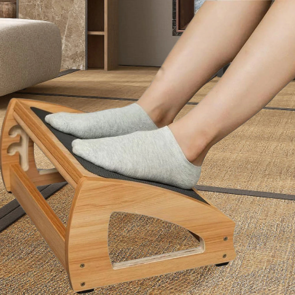 Under Desk Footrest Wooden Foot RestErgonomic Foot Stool Desk Leg Rest Pain Relief for Home Office Living Room Computer Working