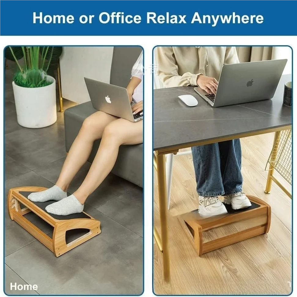 Under Desk Footrest Wooden Foot RestErgonomic Foot Stool Desk Leg Rest Pain Relief for Home Office Living Room Computer Working
