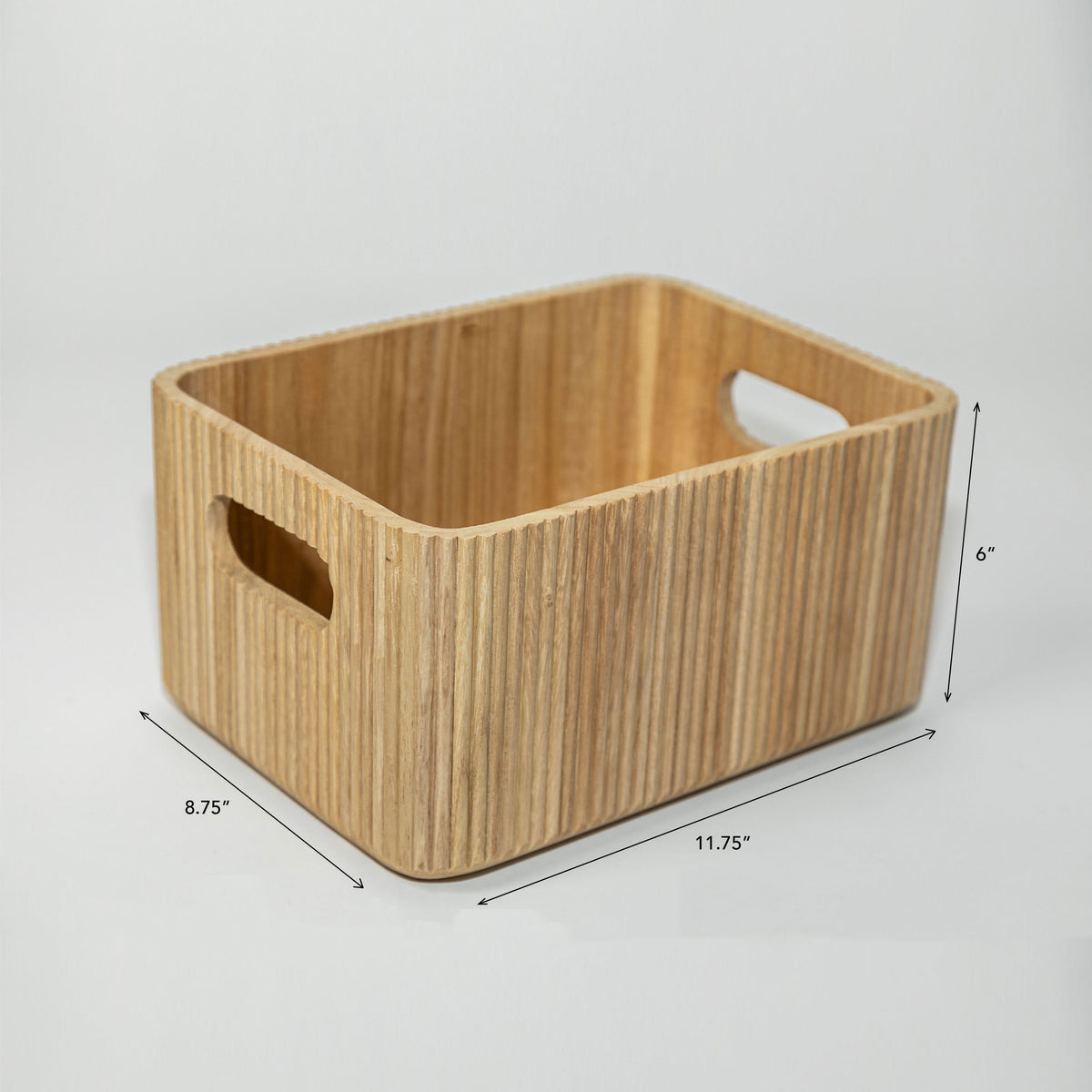 Wooden Ribbed Bins – Natural