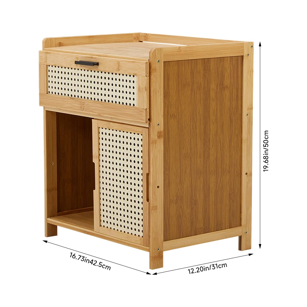 【Breeins】Wooden Nightstand Storage Cabinet.