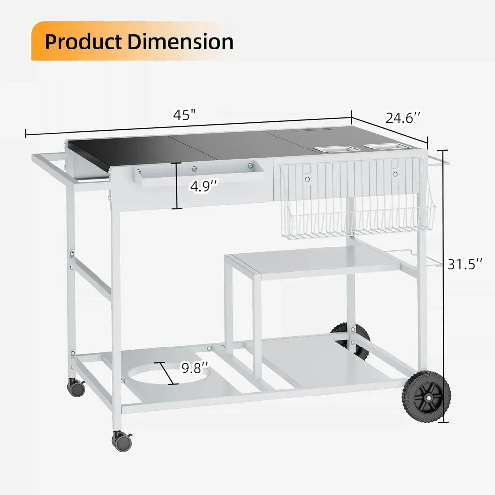Mobile Kitchen Island with Storage, Rolling Metal Cart, 3 Shelves, Microwave Stand Coffee Bar