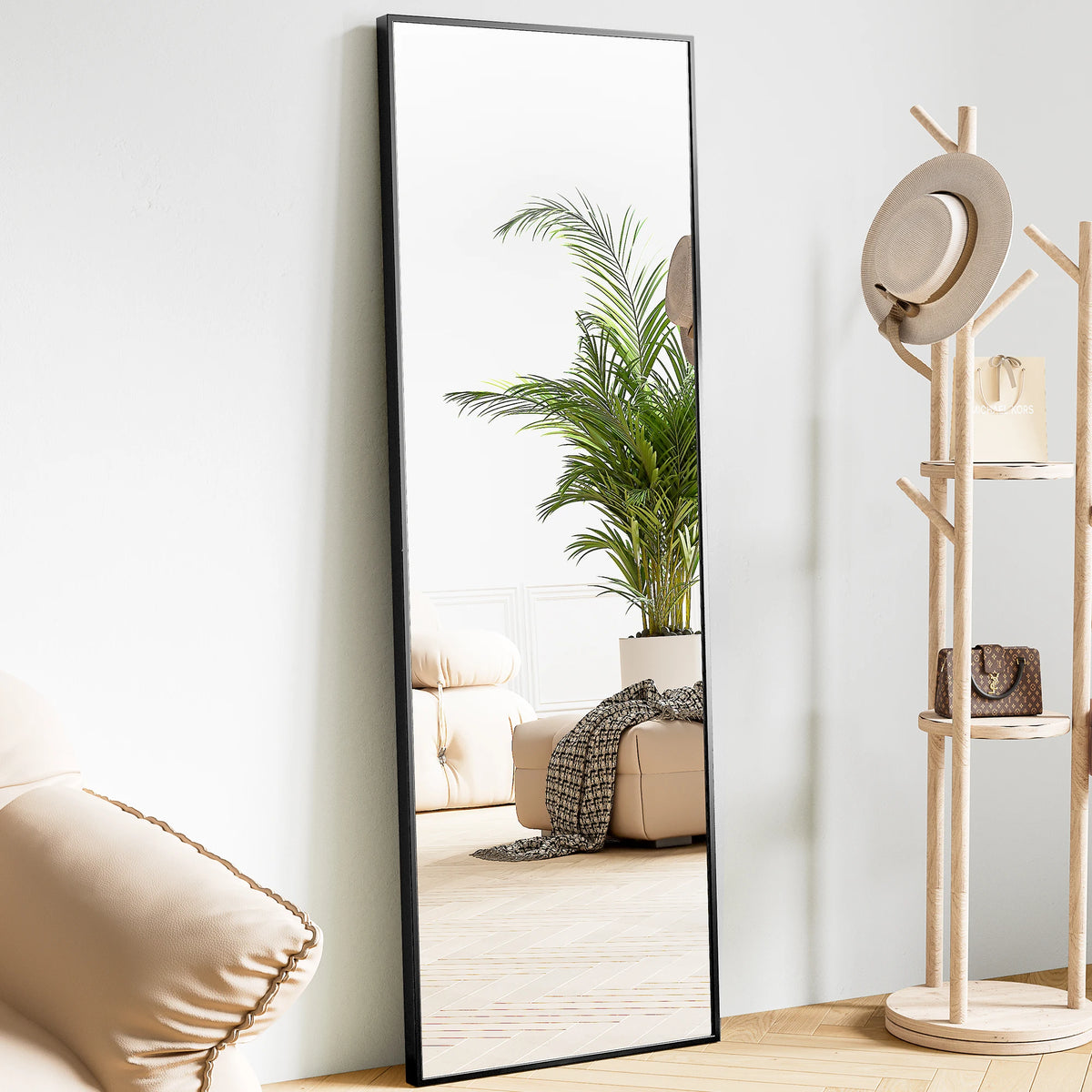 JHK 64"x21" Full Body Wall Mirror Standing Hanging or Leaning Wall-Mounted Mirrors with Stand .