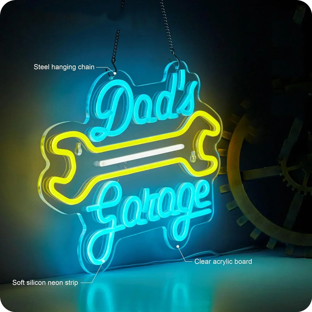 Dad's Garage Neon Sign LED Wall Decor