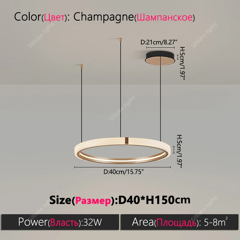 Modern design creative round simple chandelier ring Lights .