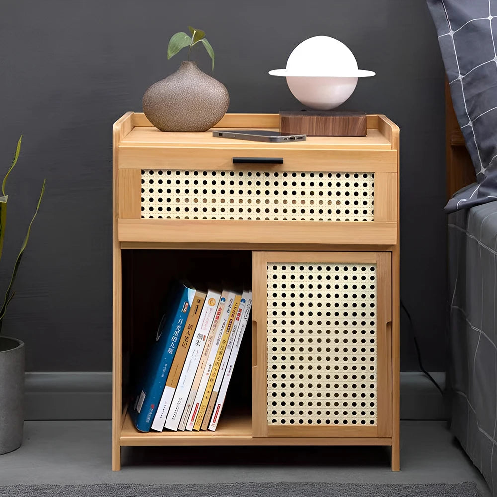 【Breeins】Wooden Nightstand Storage Cabinet.