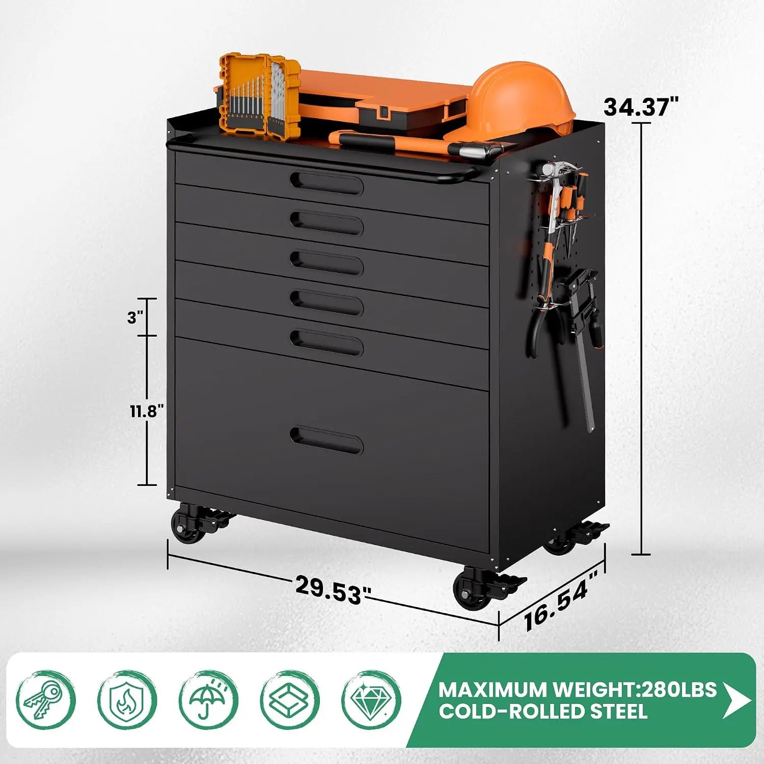 6 Drawer Metal Tool Cabinet .