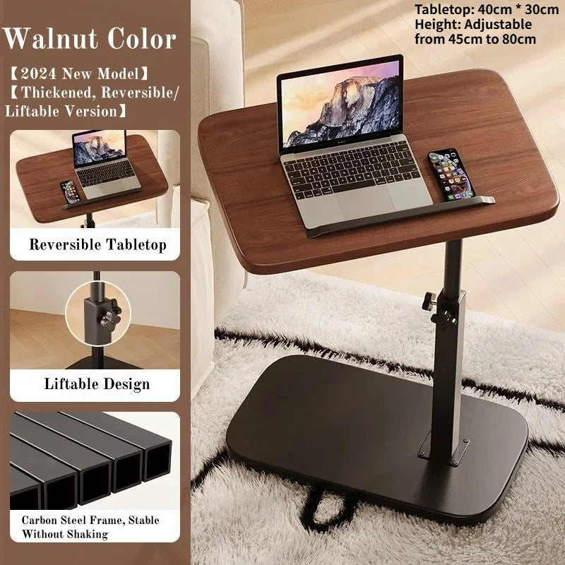 Foldable Adjustable Laptop Bedside Table Multifunctional Lift Workstation Small Space Computer Desk for Home Office Tea& Reading