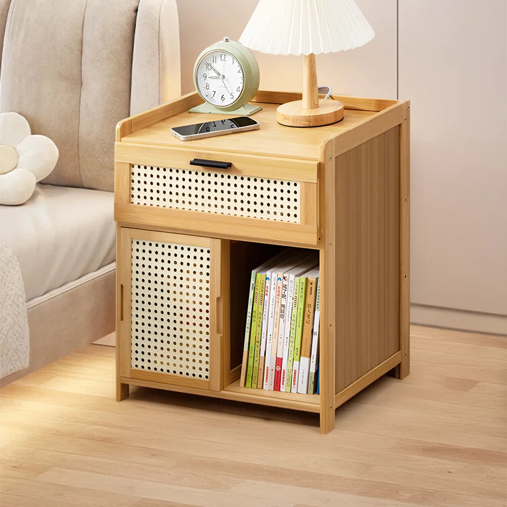 【Breeins】Wooden Nightstand Storage Cabinet.