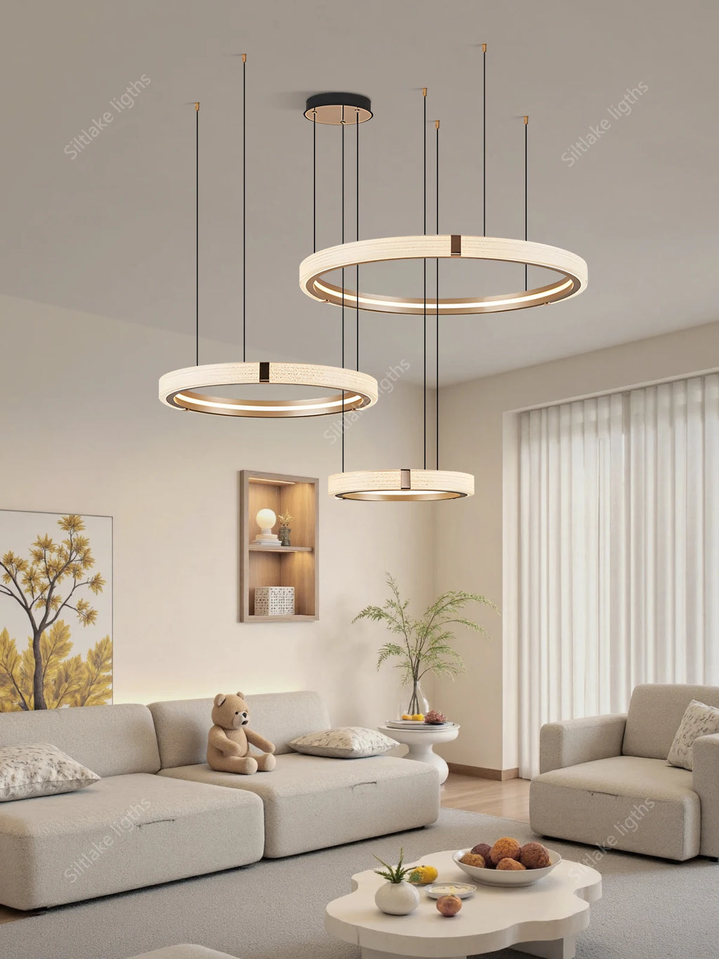 Modern design creative round simple chandelier ring Lights .