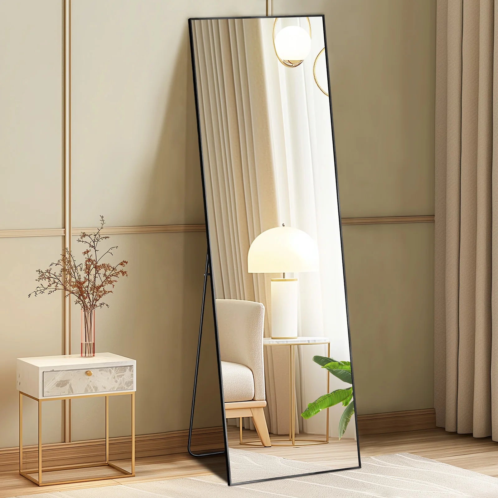 JHK 64"x21" Full Body Wall Mirror Standing Hanging or Leaning Wall-Mounted Mirrors with Stand .