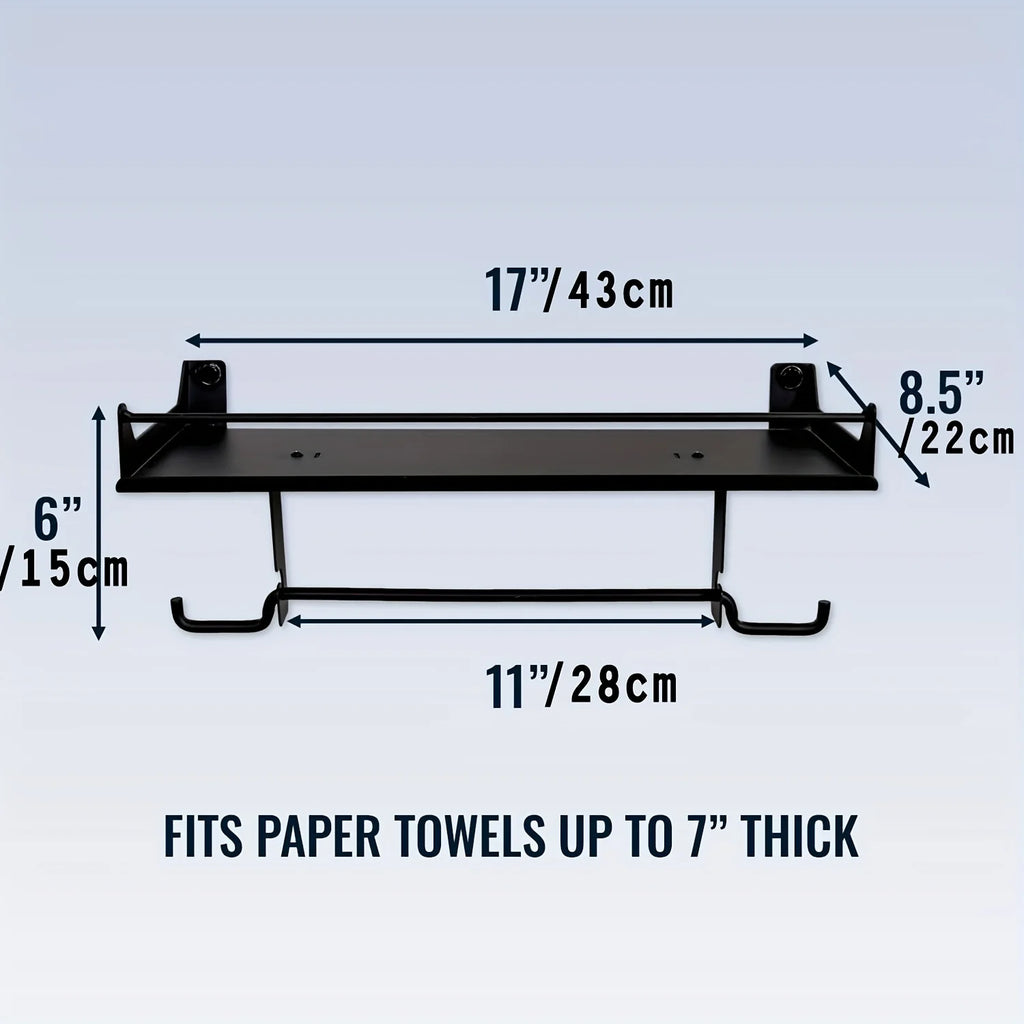 Garage wall mount paper towel holder and storage shelve.