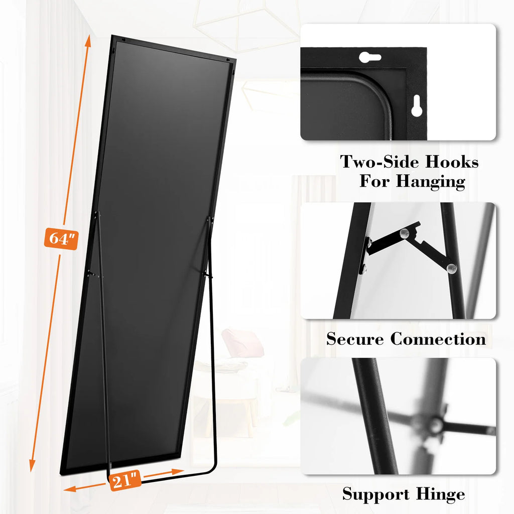 JHK 64"x21" Full Body Wall Mirror Standing Hanging or Leaning Wall-Mounted Mirrors with Stand .