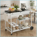 Mobile Kitchen Island with Storage, Rolling Metal Cart, 3 Shelves, Microwave Stand Coffee Bar