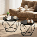 JHK 20IN Round Geometric Coffee Table Set of 2 Movable End Tables,