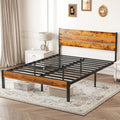 MCQ Wooden Headboard and Metal Platform Bed Frame No Box Spring Needed.